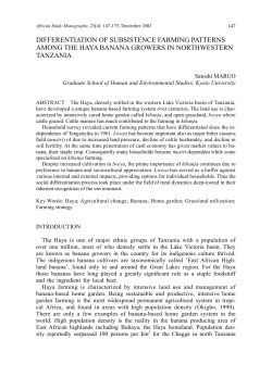 differentiation of subsistence farming patterns among the haya