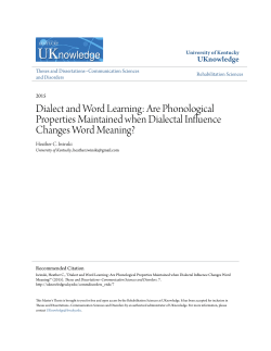 Dialect and Word Learning: Are Phonological