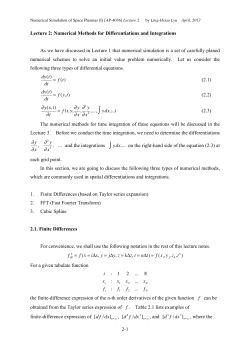2-1 Lecture 2: Numerical Methods for Differentiations and