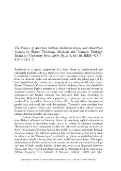 The Fortress of American Solitude: Robinson Crusoe and