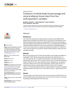 Prediction of whole-body fat percentage and visceral adipose tissue