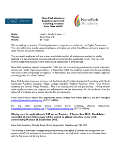 Nene Park Academy English Department Teaching Assistant Start