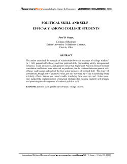 Political Skill and Self &ndash; Efficacy among College Students