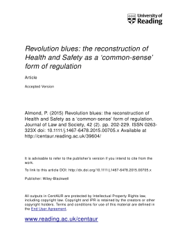 Revolution blues: the reconstruction of Health and Safety as a