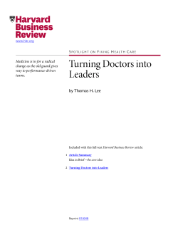 Turning Doctors into Leaders - The Vermont Medical Society