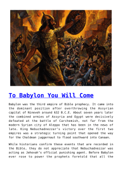 To Babylon You Will Come - e