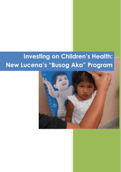 Investing on Children`s Health: New Lucena`s &ldquo;Busog Ako