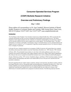 Consumer-Operated Services Program (COSP) Multisite Research