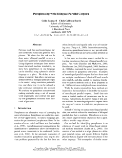 Paraphrasing with Bilingual Parallel Corpora