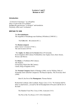Lectures 1 and 2 Britain to 1837
