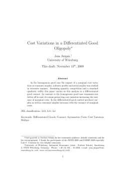 Cost Variations in a Differentiated Good Oligopoly