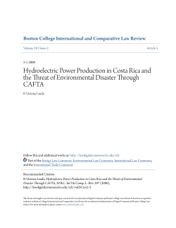 Hydroelectric Power Production in Costa Rica and the Threat of