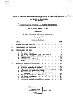 Industrial Human Relations - University of California, Berkeley