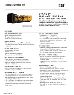 1000 ekW 1250 kVA 60 Hz 1800 rpm 480 Volts STANDBY