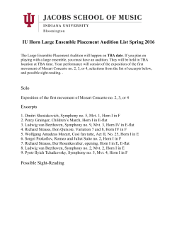 IU Horn Large Ensemble Placement Audition List Spring 2016