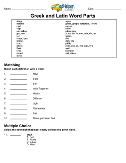 Greek and Latin Word Parts
