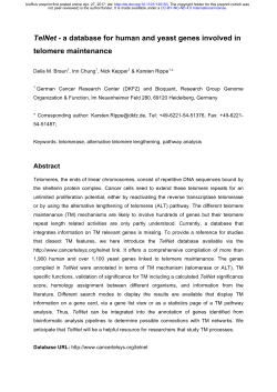 TelNet - a database for human and yeast genes involved in
