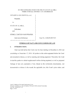 Superior Court Findings of Fct and Conclusions of Law