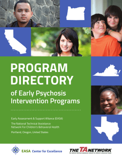 Program Directory of Early Psychosis Intervention Programs