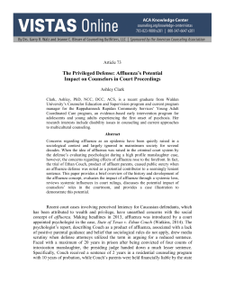 The Privileged Defense: Affluenza`s Potential Impact on Counselors
