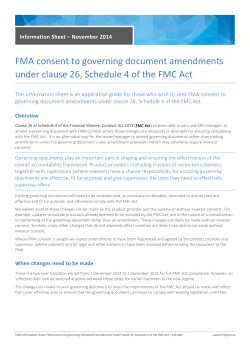 FMA consent to governing document amendments under clause 26
