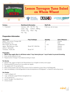 Lemon Tarragon Tuna Salad on Whole Wheat