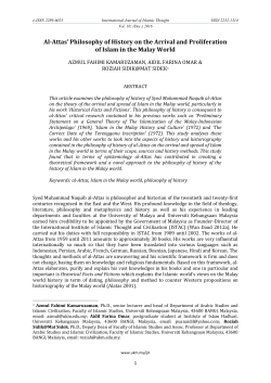 Al-Attas` Philosophy of History on the Arrival and Proliferation of