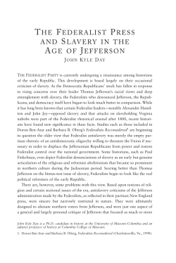 the federalist press and slavery in the age of jefferson