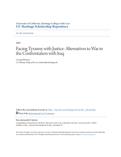Facing Tyranny with Justice: Alternatives to War in the Confrontation