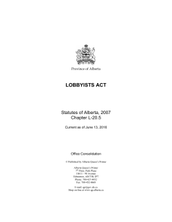 lobbyists act - Alberta Queen`s Printer