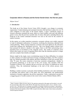 DRAFT Corporate reform in Russia and the former