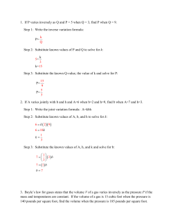 1. If P varies inversely as Q and P = 5 when Q = 3, find P when Q = 9