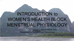 INTRODUCTION to WOMEN`S HEALTH BLOCK MENSTRUAL