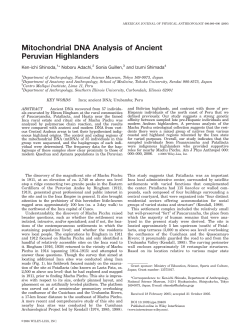 Mitochondrial DNA analysis of ancient Peruvian highlanders