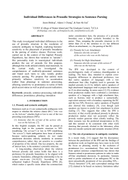 Individual Differences in Prosodic Strategies to Sentence Parsing