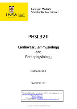 PHSL3211 Cardiovascular Physiology and Pathophysiology