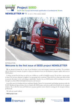 NEWSLETTER No 1