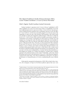 Nadine Gordimer`s A Guest of Honour Revisited Ode S. Ogede