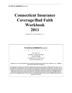 Connecticut Insurance Coverage/Bad Faith Workbook 2011