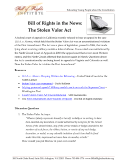 The Stolen Valor Act - Bill of Rights Institute