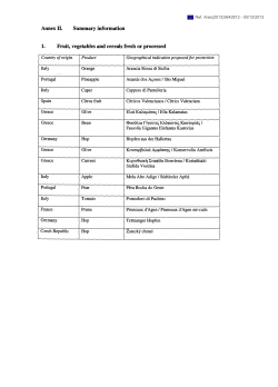 Fruit, vegetables and cereals fresh or processed