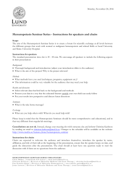 Hematopoiesis Seminar Series - Instructions for speakers and chairs