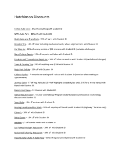 Student Discount List 2015