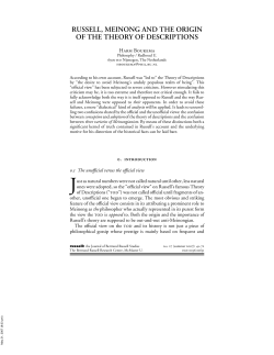 Russell, Meinong and the Origin of the Theory of Descriptions
