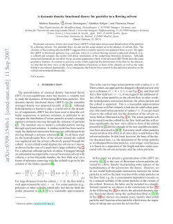 A dynamic density functional theory for particles in a flowing solvent
