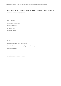 Children with specific speech and language difficulties