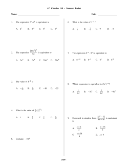 AP Calculus AB - Summer Packet Name