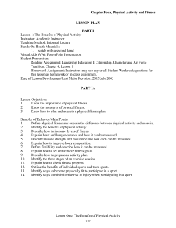 Chapter Four, Physical Activity And Fitness LESSON PLAN PART