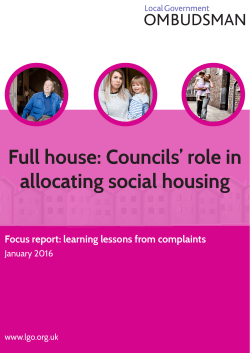 Full house: Councils` role in allocating social housing