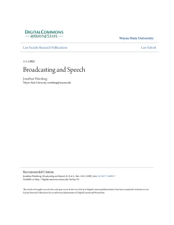 Broadcasting and Speech - Digital Commons@Wayne State University